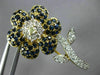 LARGE 3.55CT WHITE & FANCY YELLOW DIAMOND & AAA SAPPHIRE 18KT GOLD FLOWER BROOCH