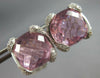 LARGE 16.55CT DIAMOND & AAA PINK TOPAZ 14KT WHITE GOLD CUSHION CLIP ON EARRINGS
