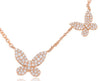 ESTATE .33CT DIAMOND 14K ROSE GOLD 3D DOUBLE BUTTERFLY BY THE YARD LOVE NECKLACE
