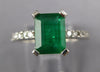 2.14CT DIAMOND & AAA EMERALD 14KT WHITE GOLD 3D BAGUETTE ENGAGEMENT RING #27326