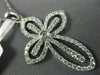 ESTATE LARGE 1.15CT DIAMOND 18KT WHITE GOLD 3D FLOWER CROSS FLOATING PENDADNT