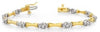 2.02CT DIAMOND 14K 2 TONE GOLD 3 STONE BY THE YARD MATTE & SHINY TENNIS BRACELET