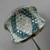 ESTATE WIDE 2.86CT WHITE & BLUE DIAMOND 14KT WHITE GOLD 3D CONCAVE COCKTAIL RING