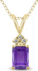 ESTATE .88CT DIAMOND & AAA AMETHYST 14KT YELLOW GOLD ROUND & EMERALD CUT PENDANT