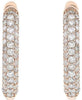 ESTATE .59CT DIAMOND 18KT ROSE GOLD 3D THREE ROW CLASSIC PAVE HUGGIE EARRINGS