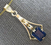 LARGE 1.44CT AAA SAPPHIRE 14K YELLOW GOLD 3D EMERALD CUT FLOATING PENDANT #27882