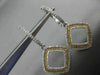 ESTATE .75CT WHITE & FANCY YELLOW DIAMOND 14K GOLD SQUARE HANGING EARRINGS