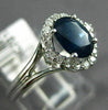 ESTATE 1.15CT DIAMOND & AAA SAPPHIRE 14K WHITE GOLD CLASSIC OVAL ENGAGEMENT RING