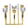 LARGE 1.1CT DIAMOND 18KT 2 TONE GOLD ROUND & BAGUETTE DOUBLE BAR MULTI ROW RING