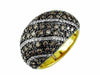 ESTATE 1.90CT WHITE & CHOCOLATE FANCY DIAMOND 14KT WHITE GOLD MULTI ROW FUN RING