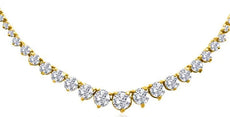 5.66CT DIAMOND 14KT YELLOW GOLD 3D ROUND 3 PRONG GRADUATING TENNIS LOVE NECKLACE
