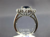 ESTATE LARGE 3.58CT DIAMOND & AAA SAPPHIRE 18K WHITE GOLD FLOWER ENGAGEMENT RING
