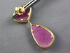 33.0CT DIAMOND & AAA SLICED RUBY 14KT YELLOW GOLD 3D TEAR DROP HANGING EARRINGS