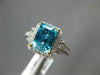 ESTATE LARGE 4.77CT DIAMOND & AAA BLUE ZIRCON 14KT WHITE GOLD 3D ENGAGEMENT RING