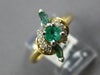 .70CT DIAMOND & AAA EMERALD 14KT 2 TONE GOLD 3D ROUND & MARQUISE FLOWER FUN RING