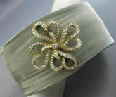 ESTATE WIDE .62CT DIAMOND 18K GOLD & STAINLESS STEEL FLOWER MESH BANGLE BRACELET
