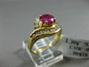 ESTATE WIDE 1.32CT DIAMOND & AAA RUBY 14K YELLOW GOLD FLOWER ENGAGEMENT RING 132