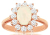 ESTATE 1.65CT DIAMOND & AAA OPAL 14KT ROSE GOLD OVAL & ROUND CLASSIC FLOWER RING