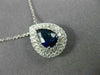 ESTATE LARGE 1.70CT DIAMOND & AAA SAPPHIRE 18K WHITE GOLD TEAR DROP HALO PENDANT
