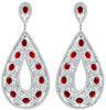 EXTRA LARGE 37.94CT DIAMOND & AAA RUBY 18KT WHITE GOLD 3D OVAL & ROUND EARRINGS