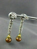 ESTATE 4.10CT FANCY YELLOW & WHITE DIAMOND 18KT GOLD AAA BROWNISH PEARL EARRINGS