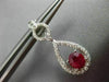 ESTATE 2.33CT DIAMOND & RUBY 18K WHITE GOLD 3D PEAR ETOILE PAVE HANGING EARRINGS