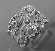 ESTATE WIDE 1.0CT DIAMOND 14KT WHITE GOLD ETOILE WAVE FUN COCKTAIL RING F/G VS