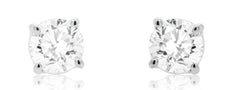 ESTATE .95CT DIAMOND 14KT WHITE GOLD 3D CLASSSIC 4 PRONG SOLITAIRE STUD EARRINGS