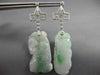 ANTIQUE LARGE .26CT DIAMOND & AAA JADE 18KT WHITE GOLD 3D HAND ETCHED EARRINGS