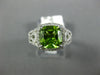 LARGE 2.45CT DIAMOND & AAA PERIDOT 14K WHITE GOLD CUSHION HALO FILIGREE FUN RING
