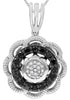 .50CT WHITE & BLACK DIAMOND 14KT WHITE GOLD CIRCULAR FLOWER FUN FLOATING PENDANT