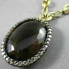 ANTIQUE LARGE 28.86CT FANCY DIAMOND & AAA SMOKY TOPAZ 14KT YELLOW GOLD NECKLACE