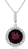 ESTATE 2.53CT DIAMOND & AAA GARNET 14KT WHITE GOLD ROUND HALO FLOATING PENDANT