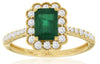 1.48CT DIAMOND & AAA EMERALD 14KT YELLOW GOLD ROUND & BAGUETTE FLOWER FUN RING