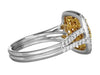 ESTATE .99CT WHITE & FANCY YELLOW DIAMOND 18KT TWO TONE GOLD CLUSTER SQUARE RING