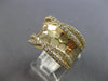 ESTATE LARGE .99CT DIAMOND 14KT YELLOW GOLD CRISS CROSS HAMMERED DESIGN FUN RING