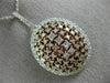ESTATE LARGE 2.01CT WHITE & PINK DIAMOND 18K 2 TONE GOLD 3D CLUSTER OVAL PENDANT