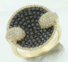 ESTATE LARGE 1.36CT WHITE & BLACK DIAMOND 14KT YELLOW GOLD 3D CIRCULAR FUN RING
