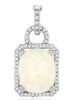 3.04CT DIAMOND & AAA OPAL 14KT WHITE GOLD OVAL & ROUND OCTAGON FLOATING PENDANT