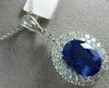 ESTATE EXTRA LARGE 6.60CT DIAMOND & AAA TANZANITE 18K WHITE GOLD 3D OVAL PENDANT