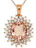 LARGE 3.60CT DIAMOND & AAA MORGANITE 14KT ROSE GOLD 3D OVAL DOUBLE HALO PENDANT