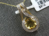1.81CT DIAMOND & AAA CITRINE 14KT YELLOW GOLD ROUND TEAR DROP FLOATING PENDANT