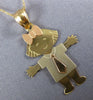 ESTATE 14KT TRI COLOR GOLD HAPPY BABY GIRL ENGRAVABLE PENDANT WITH CHAIN #24243