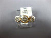 ESTATE .75CT DIAMOND 14KT 2 TONE GOLD ROUND 3 STONE SEMI BEZEL ENGAGEMENT RING