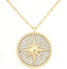 ESTATE .29CT DIAMOND 14KT YELLOW GOLD CIRCULAR STARBURST UNISEX FLOATING PENDANT