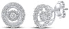 ESTATE .36CT DIAMOND 14KT WHITE GOLD DANCING FLOWER HALO CIRCULAR STUD EARRINGS