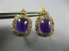 ANTIQUE LARGE 12.20CT DIAMOND & AAA AMETHYST 14K YELLOW GOLD 3D HANGING EARRINGS
