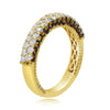 .85CT DIAMOND 18KT YELLOW GOLD ROUND 2 ROW SHARED PRONG WEDDING ANNIVERSARY RING