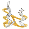 WIDE .88CT DIAMOND 14KT YELLOW GOLD 3D MULTI SHAPE MULTI LEAF TENSION FUN RING