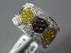 ESTATE WIDE 1.36CT MULTI COLOR DIAMOND 14KT WHITE GOLD 3D HEXAGON RING